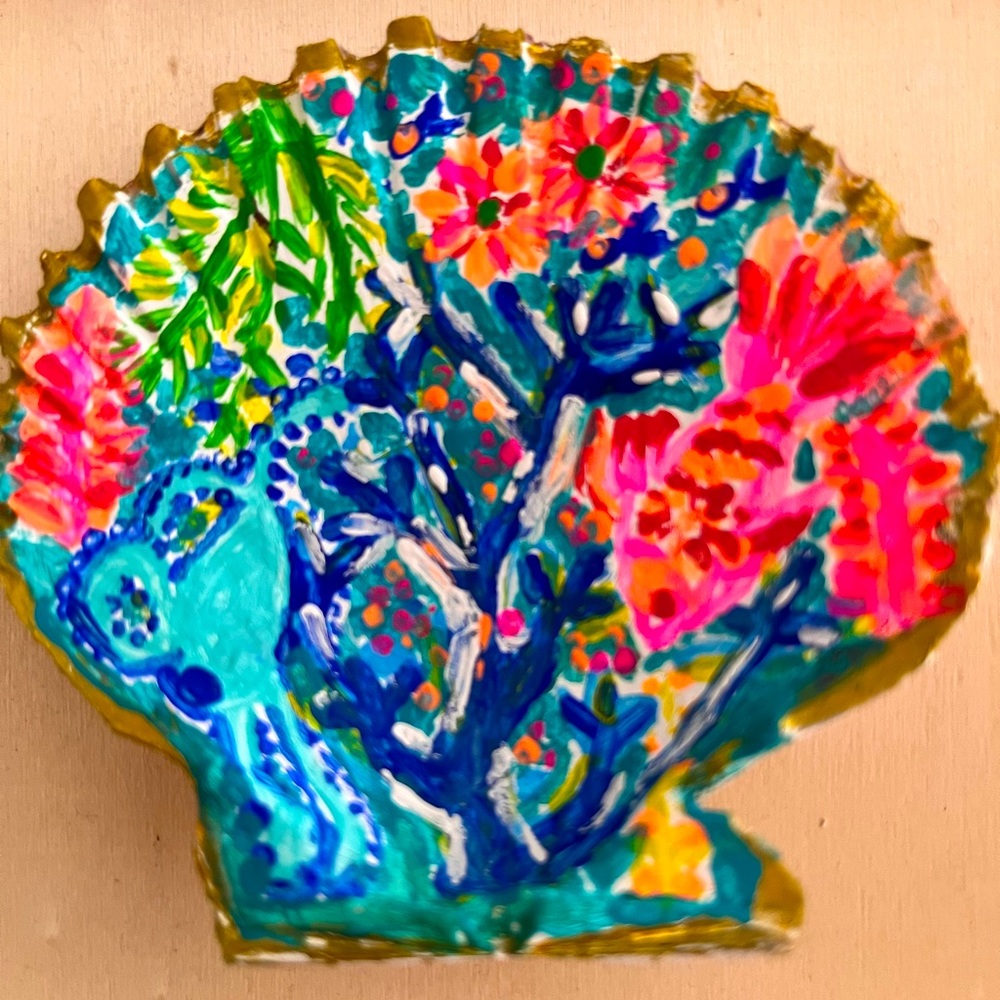 Lilly Pulitzer inspired trinket seashell holder